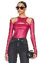 view 1 of 5 Selma Metallic Coated Cut Out Sweater in Magenta