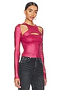 view 2 of 5 Selma Metallic Coated Cut Out Sweater in Magenta