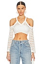 view 1 of 4 Marcella Open Cable Cropped Pullover in White
