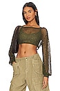 view 1 of 5 Lex Sequin Cropped Sweater in Army Green