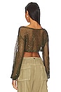view 3 of 5 Lex Sequin Cropped Sweater in Army Green