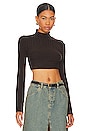 view 1 of 4 Dylan Wide Rib Cropped Sweater in Dark Brown