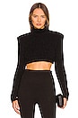 view 1 of 4 Tory Strong Shoulder Cropped Sweater in Black