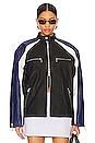 view 2 of 5 Oversized Racing Leather Moto Jacket in Blue & Black
