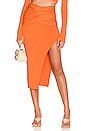 view 1 of 4 Nicolina Cross Over Asymmetrical Skirt in Tangerine