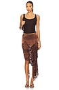 view 5 of 6 The Amren Midi Skirt in Brown Burnout