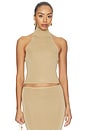 view 1 of 4 Nyla Mock Neck Tank in Gold Metallic