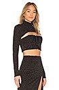 view 2 of 5 TOP CORSÉ DE MANGA LARGA KENDRA in Metallic Black