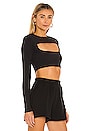view 2 of 4 Cropped Long Sleeve Top in Black