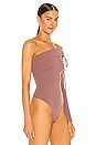 view 3 of 5 One Shoulder Drawstring Bodysuit in Mauve