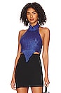 view 1 of 5 Corrine Coated Knit Halter in Deep Violet Blue