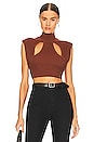 view 1 of 4 Zahara Knit Crop with Shoulder Pads in Chocolate