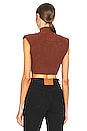 view 3 of 4 Zahara Knit Crop with Shoulder Pads in Chocolate