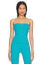 view 1 of 4 Tara Boucle Knit Bustier Tube Top in Scuba Blue