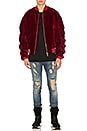 view 5 of 5 BLOUSON BOMBER EN VELOURS in Bordeaux