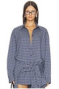 view 1 of 6 CHEMISE THE PAX CHECK in Navy & White