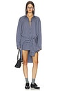 view 5 of 6 CHEMISE THE PAX CHECK in Navy & White