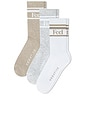 view 1 of 6 Feel Good Varsity Sock 3 Pack in Toast