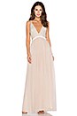view 1 of 4 ROBE MAXI DÉCOLLETÉ V EN TULLE in Cream & Dust Pink