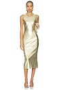 view 1 of 4 Gold Metallic Ribbed Dress in Gold