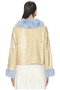 view 3 of 4 Deer Print Jacket With Blue Fur Trims in Beige