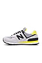 view 5 of 6 574 NB Core Plus Sneaker in Light Grey Blue & Limeade