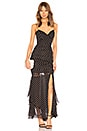 view 1 of 3 Polka Dot Drawstring Layered Gown in Black
