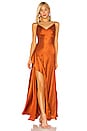 view 1 of 4 Silk Charmeuse Tie Front Maxi in Deep Orange