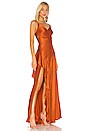 view 3 of 4 Silk Charmeuse Tie Front Maxi in Deep Orange