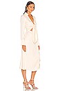 view 2 of 3 Perle Tie Front Long Sleeve Midi Dress with Collar in Coconut Cream