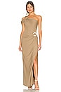 view 1 of 3 Cory Asymmetric Twist Gown with Ring in Latte