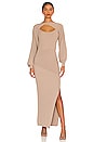 view 1 of 4 Alixia Mixed Rib Knit Long Sleeve Midi Dress Set in Fog