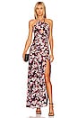 view 1 of 3 Micaela Halter Neck Gown in Lanthea Floral Violet