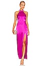 view 1 of 4 Ramina Halter Neck Gown in Ruby