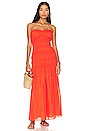 view 2 of 3 Kalli Strapless Smocked Maxi Dress in Fire