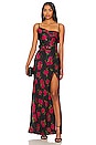 view 1 of 3 Belira Cowl Neck Gown in Magenta Rose Print