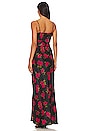 view 3 of 3 Belira Cowl Neck Gown in Magenta Rose Print
