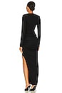 view 3 of 3 Lura Plunge Neck Long Sleeve Gown in Black