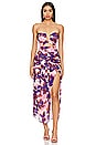 view 1 of 3 Morgan Strapless Seamed Midi Dress in Rose Blur Floral