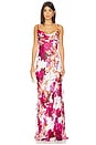 view 1 of 4 Kamila Ruffle Cowl Maxi Dress in Ria Floral Print Ivory
