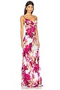 view 2 of 4 Kamila Ruffle Cowl Maxi Dress in Ria Floral Print Ivory