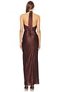 view 3 of 3 Galilea High Neck Gold Trim Maxi Dress in Espresso