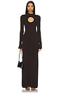 view 1 of 3 Diantha Long Sleeve Midi Dress With Circle Cutout in Cacao