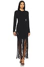 view 1 of 4 Fiorella Long Sleeve Dress With Fringe in Black