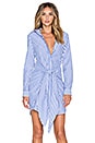 view 1 of 5 Tie Front Shirt Dress in Blue & White in Blue & White Stripe