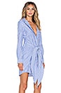 view 2 of 5 Tie Front Shirt Dress in Blue & White in Blue & White Stripe