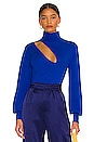view 1 of 4 Aliyah Knit Long Sleeve Mock Neck Sweater with Cutout in Olympic