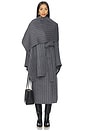 view 1 of 4 Candice Scarf Double Wool Long Coat in Charcoal Pinstripe