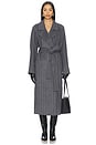 view 2 of 4 Candice Scarf Double Wool Long Coat in Charcoal Pinstripe
