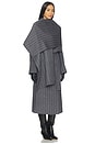 view 3 of 4 Candice Scarf Double Wool Long Coat in Charcoal Pinstripe